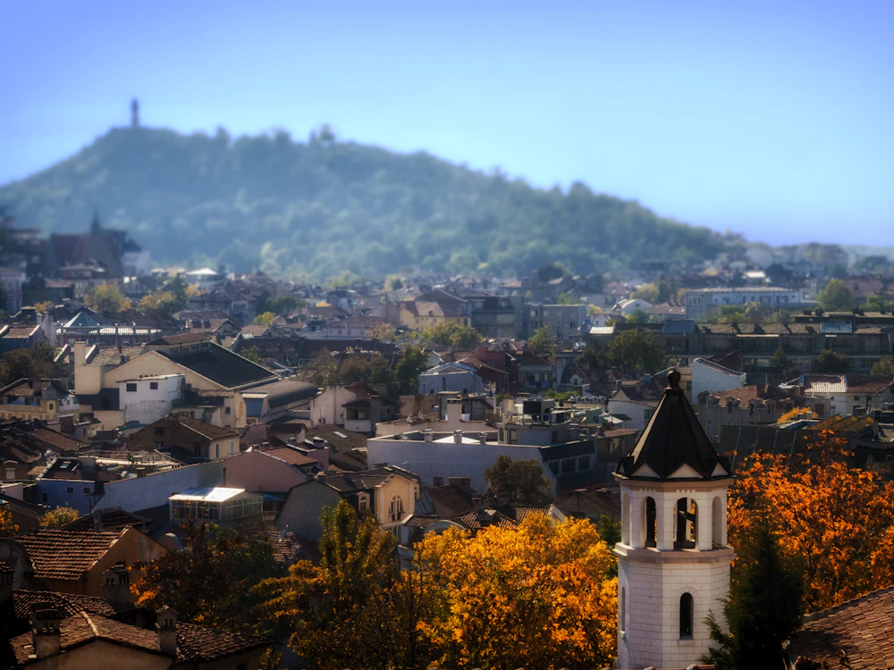 Rooftops and surrounding landscape near Plovdiv, Bulgaria